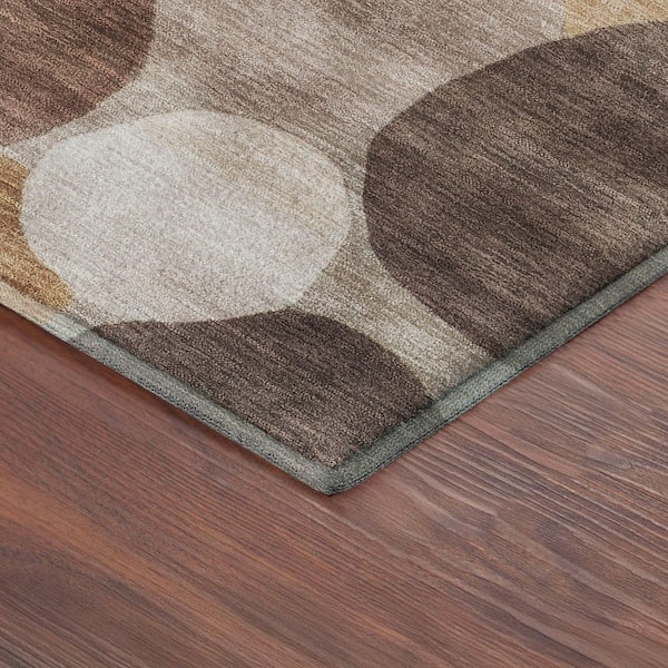 Mayfield Premium Machine Washable Abstract AMF2375 Brown 2 ft. x 7 ft. Runner Rug