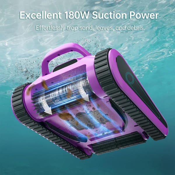 Robotic Pool Vacuum, Cordless Pool Vacuum Robot for Above Ground and Inground Pools Wall Floor Waterline Cleaning