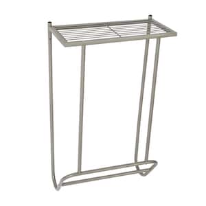 Wall-Mounted Shelf with Towel Holder in Satin Nickel
