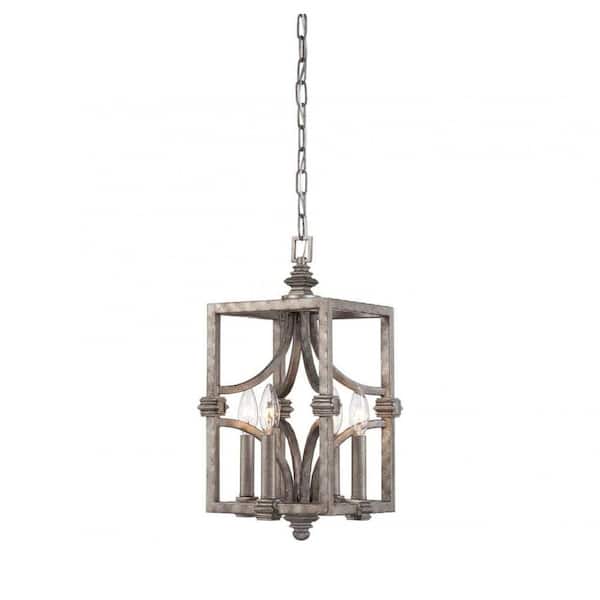 Savoy House Structure 4-Light Aged Steel Candlestick Pendant Light