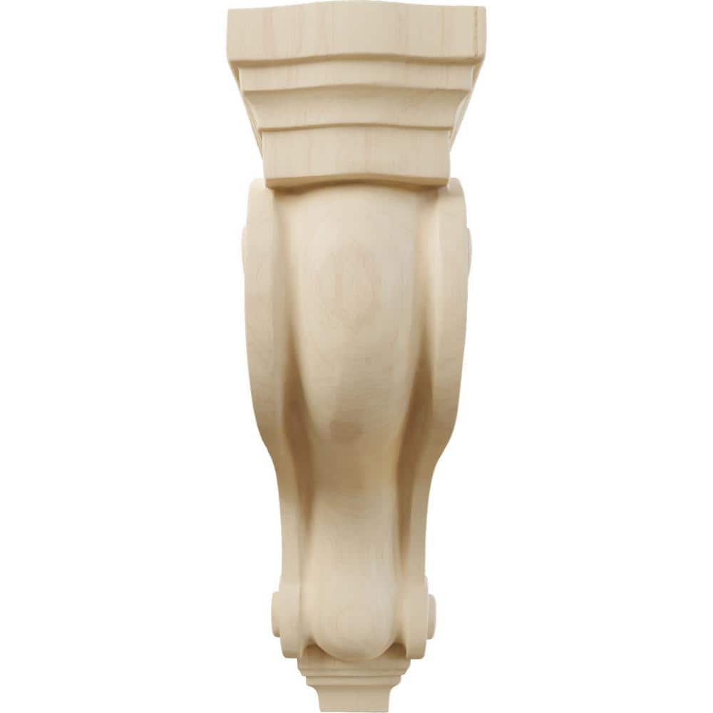 Hand-Carved Rubberwood Corbel with Hollow Back, 13" Height