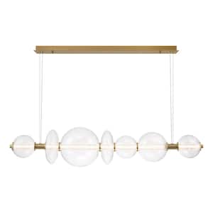 Atomo 46-Watt 1-Light Integrated LED Gold Linear Chandelier with Clear Glass Shade
