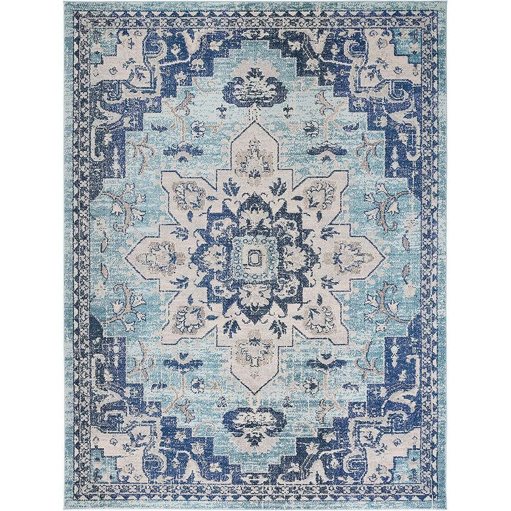 Blue 8 ft. x 10 ft. Oriental Indoor Polypropylene Area Rug