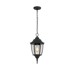 Kinglet 1-Light Black Outdoor Hanging Pendant Light with Clear Glass