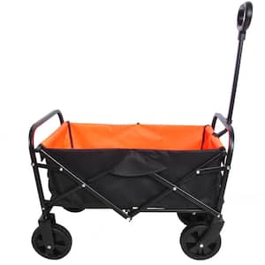 3 cu. ft. Fabric Garden Cart Folding Garden Cart in Black and Orange