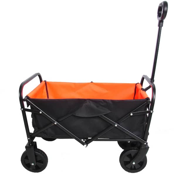 Flynama 3 cu. ft. Fabric Garden Cart Folding Garden Cart in Black and Orange