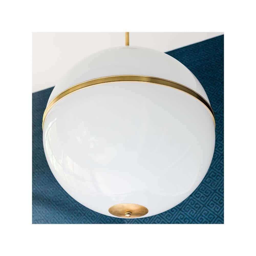 Aurora Aged Brass 4-Light Chandelier with Crystal Glass Shade