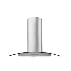 Milano 36 in. Convertible Wall Mount Range Hood with LED Lights in Stainless Steel with Glass Canopy
