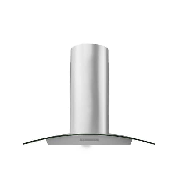 Zephyr Milano 36 in. Convertible Wall Mount Range Hood with LED Lights in Stainless Steel with Glass Canopy