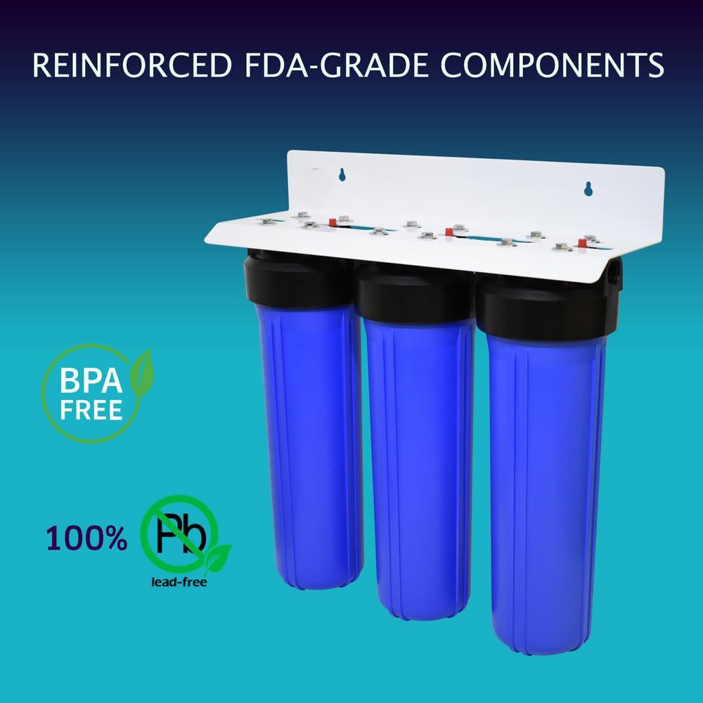 24" Blue Polypropylene 3-Stage Whole House Water Filtration System