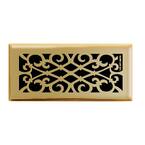 Elegant Scroll 4 in. x 10 in. Steel Floor Register in Polished Brass