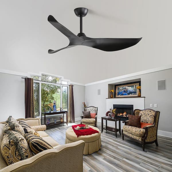 Sofucor 52 in. Indoor/Outdoor Black Ceiling Fan with Remote