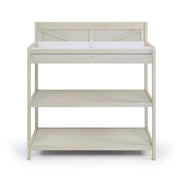 Huluwat Washed Gray Wooden Changing Table with Shelves