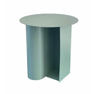 18 in. Green Round Metal End Table with Magazine Rack