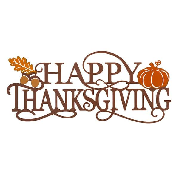 Glitzhome 24 in. L Metal Happy Thanksgiving Wall Decor 2006000082