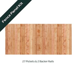 3-1/2 ft. x 8 ft. Western Red Cedar Privacy Flat Top Wood Fence Panel Kit