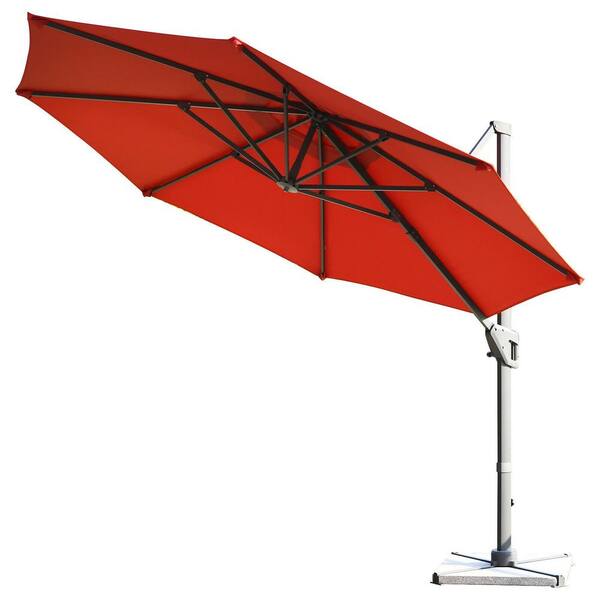 SUNRINX 11 ft. Cantilever Patio Umbrella with 360-Degree Rotation for Pool Garden and Backyard in Orange