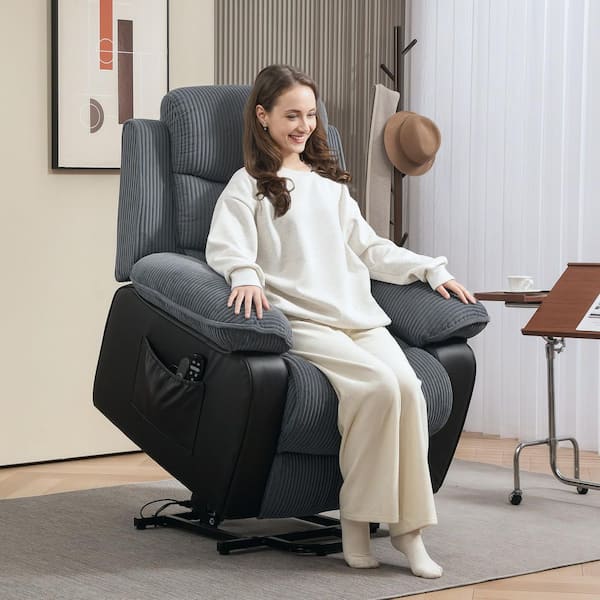 Power Lift Recliner Chair with Massage and Heat, Electric Lift Chair with Remote Controllers and Side Pockets, Gray