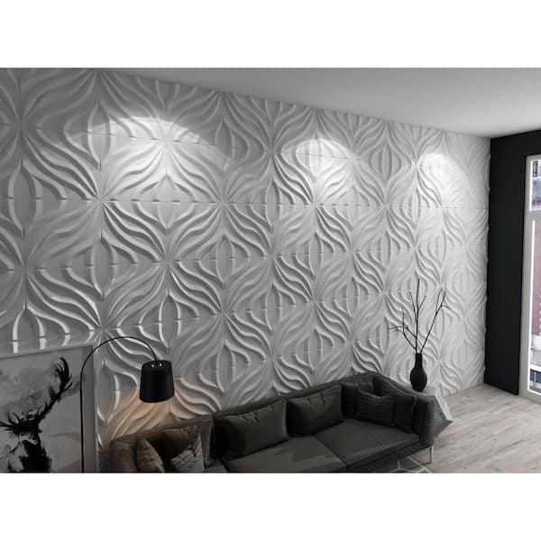 Falkirk Ross 2/25 in. x 19.7 in. x 19.7 in. White PVC Waves 3D Decorative Wall Panel