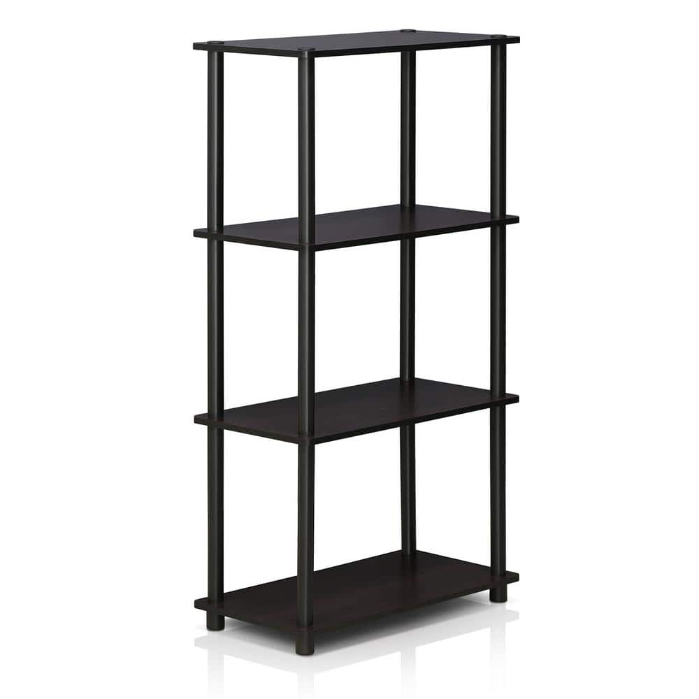 Dark Walnut 4-Tier Wooden Ladder Bookshelf