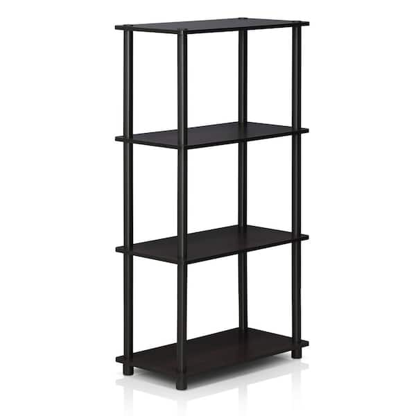 43.25 in. Dark Walnut Plastic 4-shelf Etagere Bookcase with Open Back