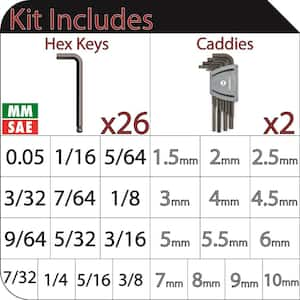 Ball End Hex Set, SAE/MM (26-Piece)