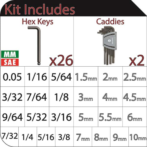 Ball End Hex Set, SAE/MM (26-Piece)