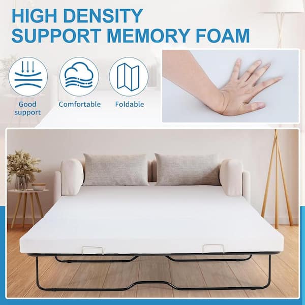 BOZTIY Foldable Sofa Bed Replacement Mattress Memory Foam 4 in. Pull Out Sofa Bed Mattress Full Size Sofa Not Included I1327144 WT FHD01