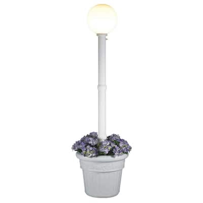 Milano Single White Globe Plug-In White Lantern with Planter