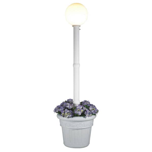 Patio Living Concepts Milano Single White Globe Plug-In White Lantern with Planter