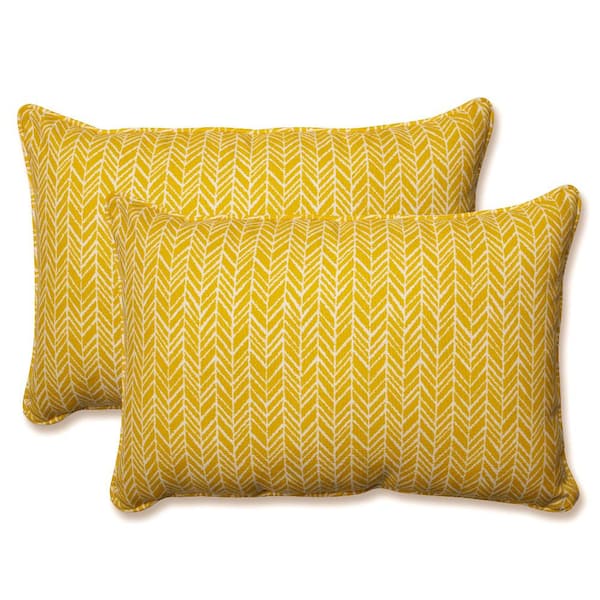 Pillow Perfect Yellow Rectangular Outdoor Lumbar Throw Pillow 2-Pack