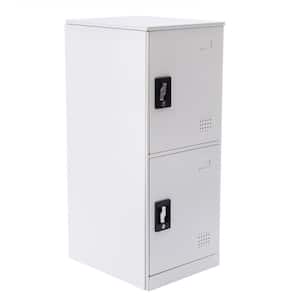 2 Compartment Storage Steel Vertical Locker with Padlock in Silver