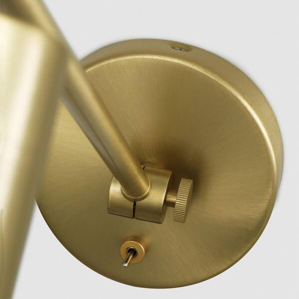SCOTT LIVING - Frasar Medium 1-Light Satin Brass One Arm Wall Sconce with Satin Brass Steel Shade