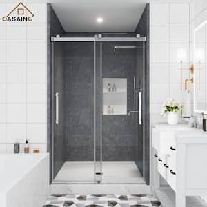 44-48 in. W x 76 in. H Double Sliding Frameless Shower Door in Chrome Finish with Clear Glass