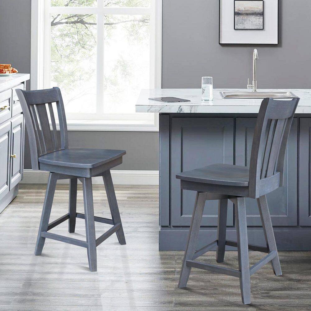 Heather Gray Solid Wood Swivel Counter Height Stool