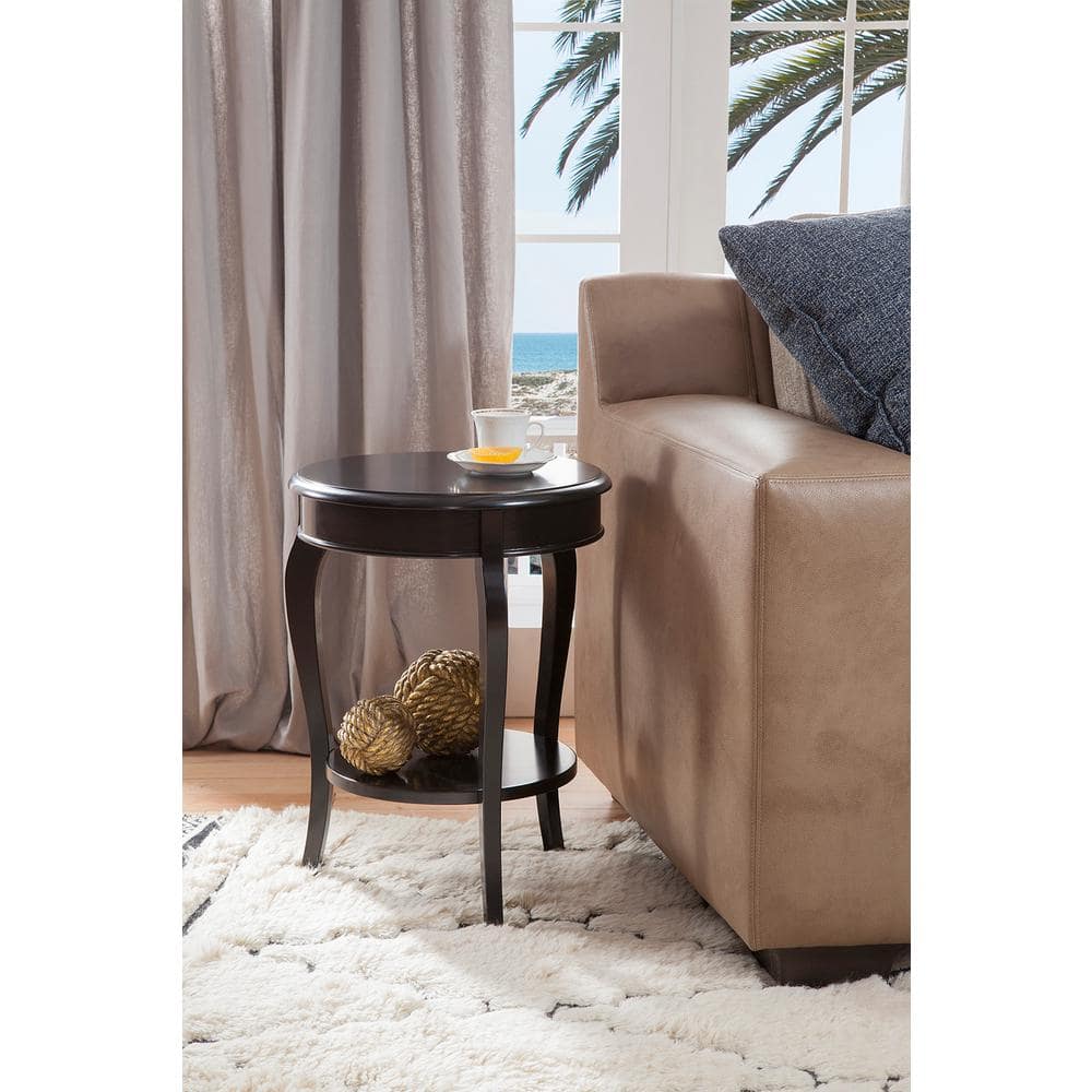 Cambria 25'' Black Solid Parawood Round End Table