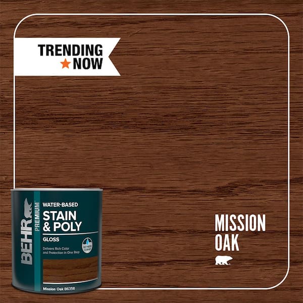 BEHR PREMIUM 1 qt. #TIS-358 Mission Oak Gloss Semi-Transparent Water-Based Interior Stain and Poly in One