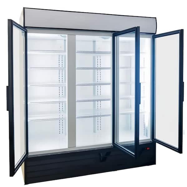 72 in. W 57 cu. ft. NSF Commercial Glass Swing 3-Door Merchandiser Refrigerator in Black