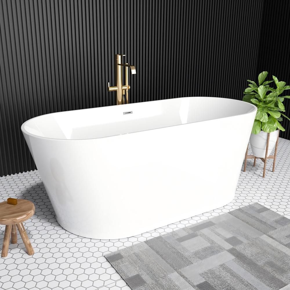 Acrylic Freestanding Soaking Tub 67 in. x 31 in. Flatbottom Non-Whirlpool Bathtub in Glossy White with Chrome Drain price history on PriceWatchPro