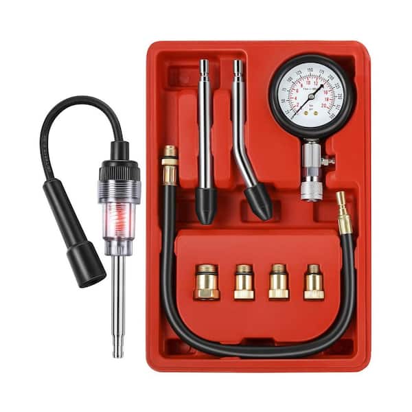 Automotive Compression Tester and Spark Plug Tester Kit 9 Pieces Universal Engine Testing Tools for Car Motorcycle