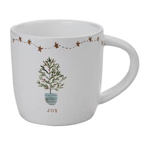 Rustic Christmas Joy 16 oz. White Stone Mug - (Set of 4)