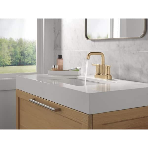 Nicoli Gold 4 in. Centerset Double Handle Bathroom Faucet in Champagne Bronze