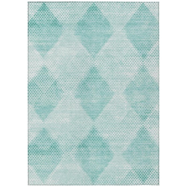 Addison Rugs Chantille ACN539 Teal 10 ft. x 14 ft. Machine Washable Indoor/Outdoor Geometric Area Rug
