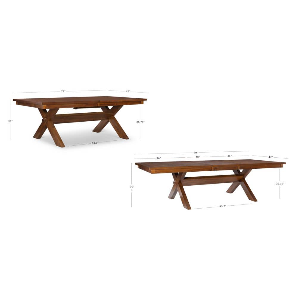 Dark Hazelnut Extendable Wood Dining Table with Cross Legs