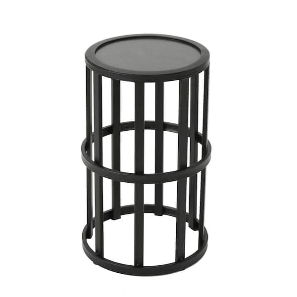 Noble House Aaleah 10.8 in. x 18.5 in. Grey Round Faux Marble End Table