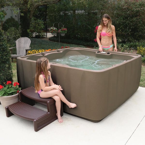 AquaRest Spas Elite 600 6-Person Plug and Play Standard Hot Tub with 29 Stainless Jets, Ozone and LED Waterfall in Brownstone