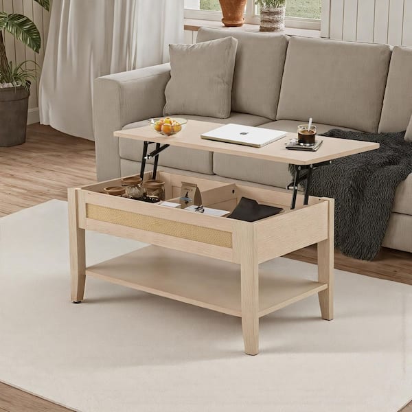 510 Design Lennox 34.5 in. Natural Rectangle MDF Lift-Top