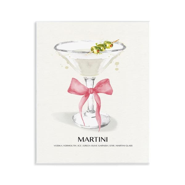 Stupell Industries Pastel Martini with Bow by Susan Jill Unframed Food Graphic Art Print 14 in. x 11 in.