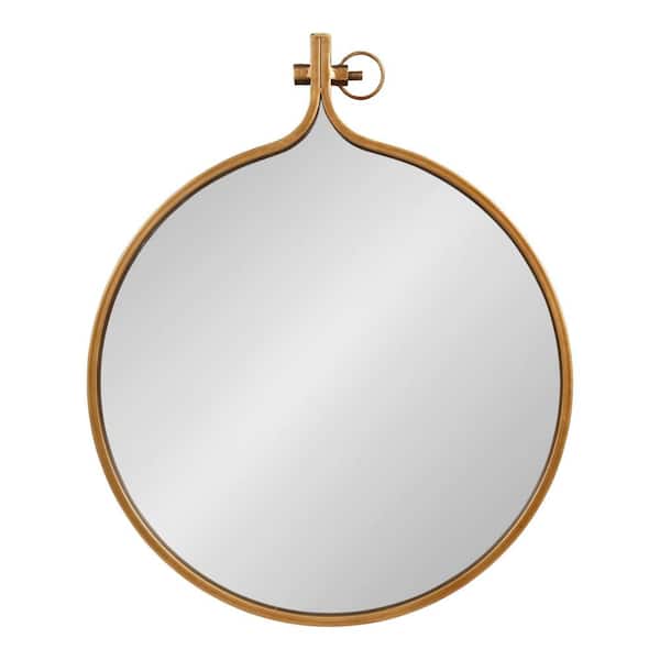 Kate and Laurel Medium Round Gold Contemporary Mirror (28.5 in. H x 23.5 in. W)