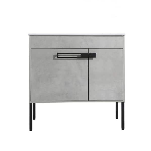 Boosicavelly 36.00 in. W x 18.30 in. D x 35.00 in. H Single Sink Freestanding Bath Vanity in Cement Grey with White Ceramic Top